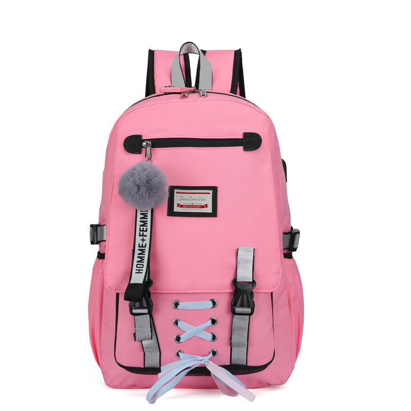 Canvas Student School Bags For Teenage Girls Fashion Backpack Women Cute Pink 