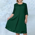 thumbnail image 4 of Uootdi Robes Grande Taille pour Femmes Col Rond Manches 3/4 Robes Brodées Élégantes Robes Midi Formelles Tenue de Fête Cadeau, 4 of 9