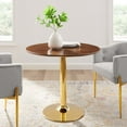 thumbnail image 4 of Modway Verne 35" Round Modern Wood & Metal Dining Table in Walnut/Gold, 4 of 6