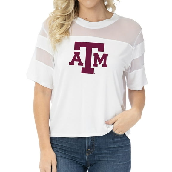 Women's White Texas A&M Aggies Relaxed Avery Power Mesh Fashion Jersey