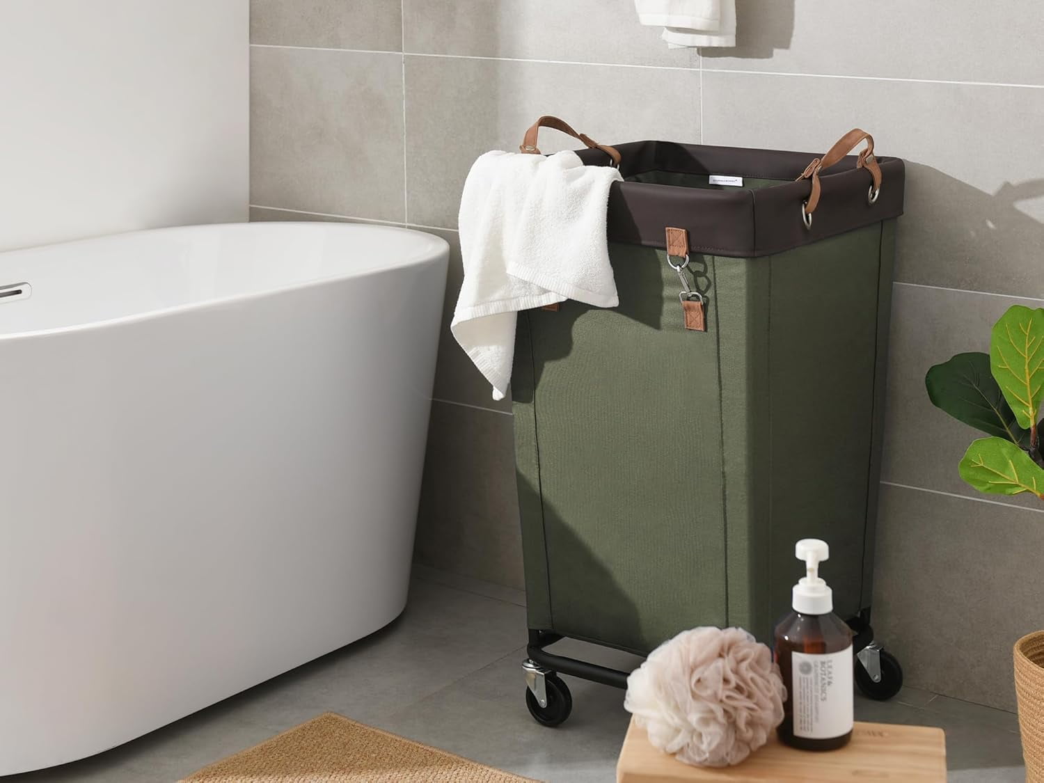 160L Laundry Basket with Wheels, Large Rolling Hampers for Clothing Organizer, Dirty Clothes Basket for Hotel, Home, Closet, Dorm, Green