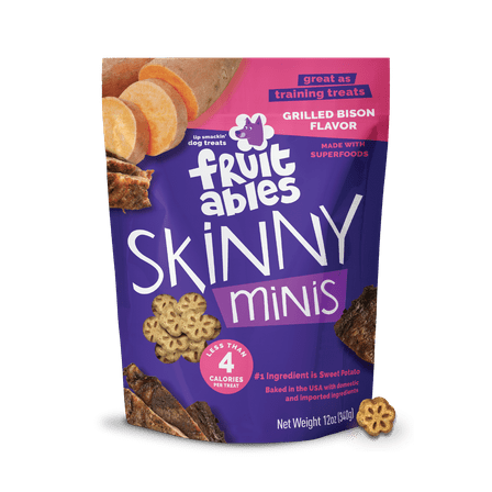 Fruitables Skinny Mini Grilled Bison Treats for Dogs – 12oz