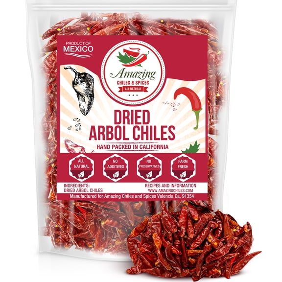 Chile De Arbol 4 oz - Red Chili Peppers, Premium and Natural - Great For Mexican, Chinese and Thai Dishes