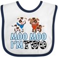 thumbnail image 3 of Inktastic Moo Moo I'm 2 with Cute Holstein Cows Boys or Girls Baby Bib, 3 of 4