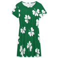 thumbnail image 3 of Clover Leaf Hand Drawn Doodle Short Sleeve Dress Women Summer Evening Dresses Ladies Sundress, 3 of 7