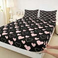 thumbnail image 3 of Manfei Teens Kawaii Love Heart 4pcs Bed Sheets for Teens Boys Girls,Valentine's Day King Sheets,Black Pink Super Cozy Sheet Set,Microfiber Bedroom Decor, 3 of 7
