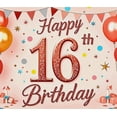 thumbnail image 4 of Glittery 16th Birthday Backdrop Banner with Balloons Stars and Gifts Party Supplies Birthday Decoration Photography Props Party Decor Background, 4 of 8