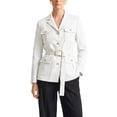 thumbnail image 2 of INSPIRE CHIC Women's Single Breasted Blazer Notched Lapel Long Sleeves Work Business Suit Jacket with Belt Medium White, 2 of 6