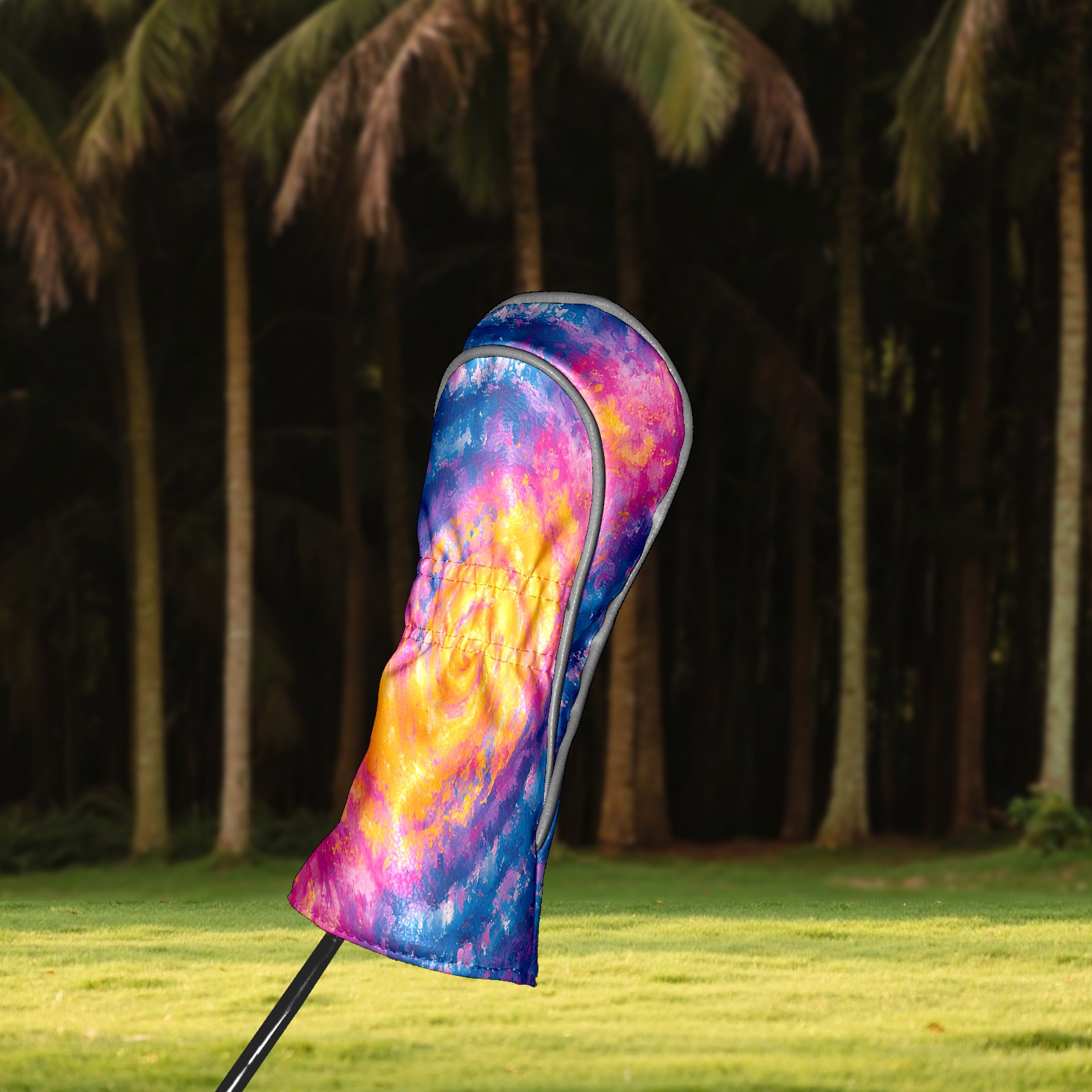 Golf Club Covers, Pink Swirl Premium PU Leather Driver Hybrid Putter Head Covers with Velvet Lining, Waterproof Golf Gifts for Men Women