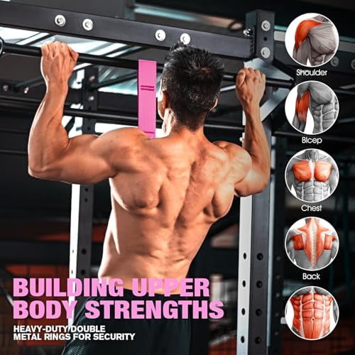 Pull Up Assistance Bands, Resistance Bands for Pull Up Bar Workout, Adjustable Heavy Duty Pull Up Assist Equipment with 4 Assistance Bands, Home Gym Fitness Exercise Strength Training Red