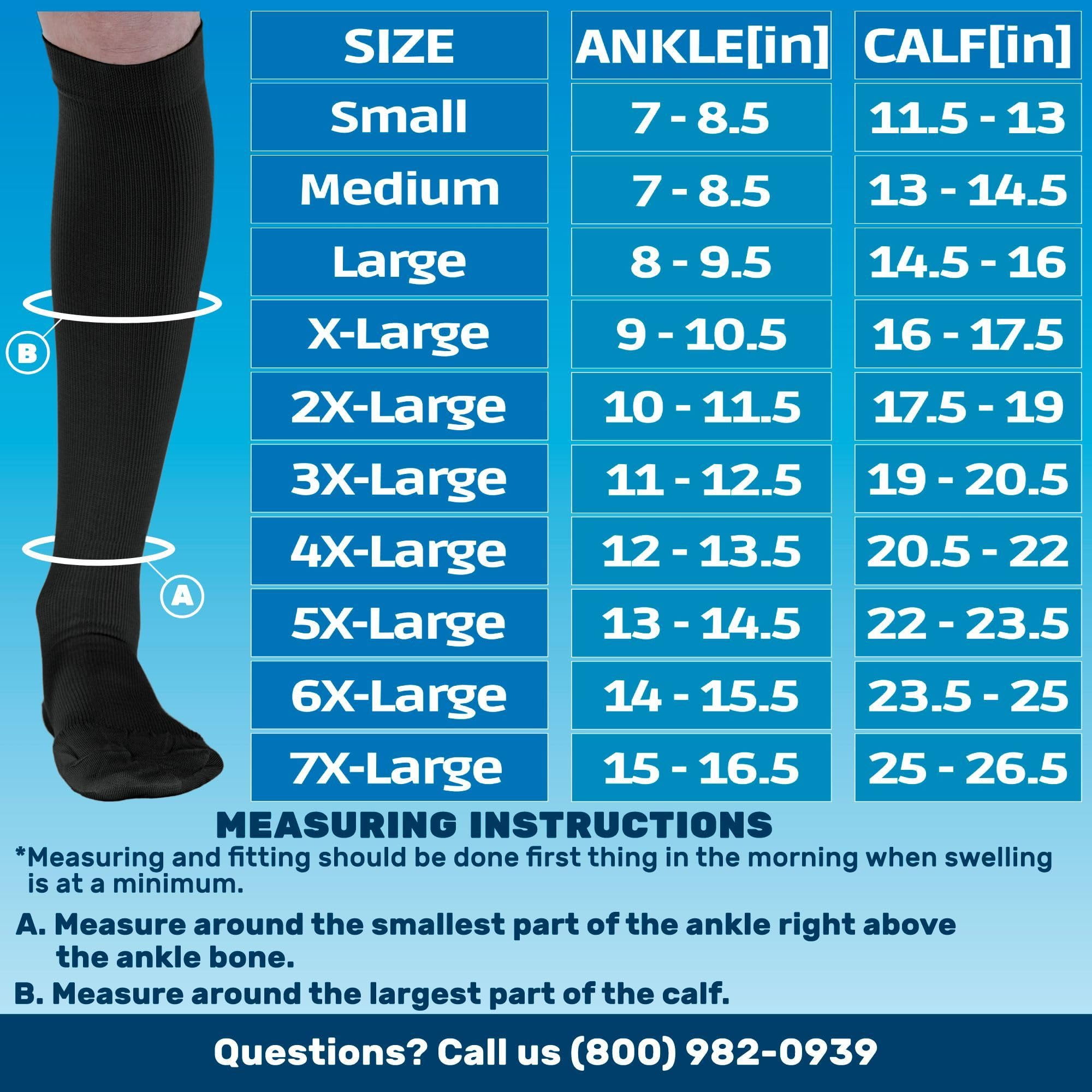 Made in USA - Plus Size Compression Knee High 20-30 mmHg - Black, 3X-Large