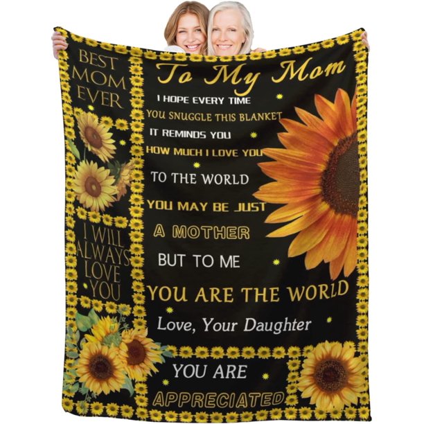 LHSHID to My Mom Blanket from Daughter Mom Gifts for Mother's Day Birthday Flannel Fleece Lightweight Soft Warm Throw Blankets for Home Office Sofa Gifts Sunflower Blanket 30"x40"
