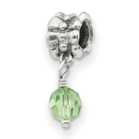 - Mia Diamonds Solid 925 Sterling Silver Reflections Green Swarovski Crystal Dangle Bead