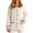 Beige, variant on Bed Jackets for Women Fall Winter Long Sleeve Casual Button Down Peter Pan Collar Jacket with Pockets