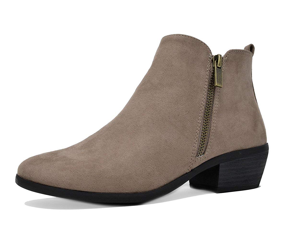 taupe ankle boots low heel