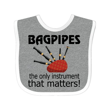 Bagpipe Player Funny Music Joke Baby Bib Heather and White One Size