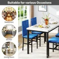 thumbnail image 5 of Dining Table Set for 4, Modern Marble Dine Table with 4 Velvet Chairs, Modern Kitchen Table Set for Home, Breakfast Nook, Cafeteria Dining Room, Blue, 5 of 9