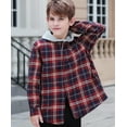 thumbnail image 3 of Actgleam Boys Girls Christmas Plaid Shirts Long Sleeve Button Down Hooded Plaid Top Blouse 5-12Years, 3 of 10