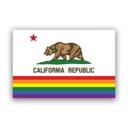 Rainbow California Gay Pride Flag Sticker Decal - Self Adhesive Vinyl - Weatherproof - Made in USA - rainbows flag lgbt lgbtq lgbtqia+ movement ca