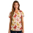 thumbnail image 3 of Easter Womens Scrubs Fashion Plus Workwear Bunny Rabbits Graphic Print Nurse Uniforms Tunic Short Sleeve V-Neck Working T-Shirts with Pockets, 3 of 5