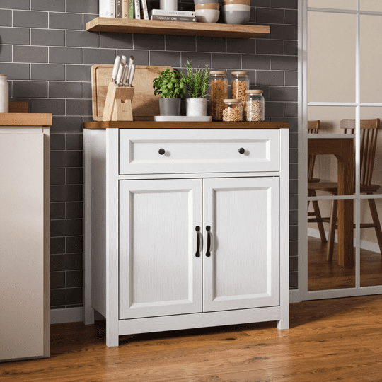 Aiho Storage Cabinet with Drawers, Kitchen Freestanding Floor Cabinet with Doors, 15.6 x 30 x 33.3 Inches, Adjustable Shelf, for Kitchen, Living Room, Kitchen - Retro Desktop
