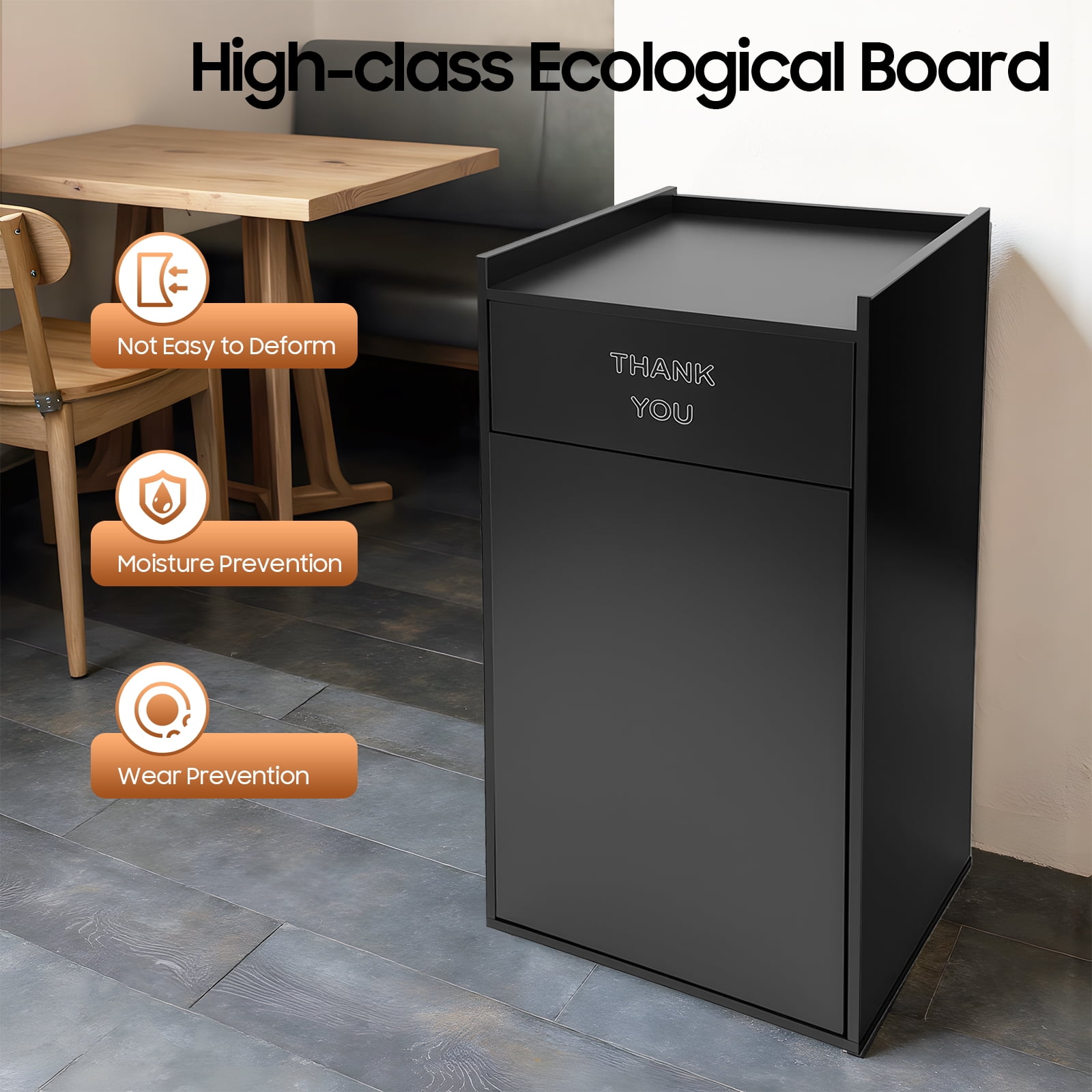 Restaurant Trash Can Cabinet Commercial Trash Can 30l,Wooden Garbage Receptacle Indoor,Heightened Baffle/Built-Intrash Bag