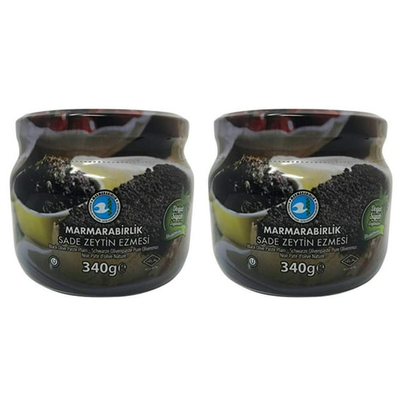 Marmara Birlik Black Olive Paste Plain, Olive Spread, 2 pack -each 12 oz/ 340 gr