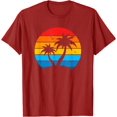 thumbnail image 1 of Palm Trees Sunset Sunrise Sea Ocean View Nature Flying Birds T-Shirt, 1 of 1