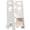 White, variant on i-POOK Toddler Standing Tower, Montessori Kids Step Stool with 3 Levels Adjustable Height, Wooden Kitchen Stool Helper with Removable Safety Bars, Mist Blue