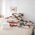 thumbnail image 6 of Homewish Eat Sleep Ballet Bedding Comforter Set 7 Pieces for Kids, Chic Stripes Lines Full Bedding Set, Orange Buffalo Patchwork Reversible Fitted Sheet Flat Sheet, Breathable Home Decor, 6 of 8