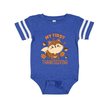 

Inktastic My 1st Thanksgiving with Squirrel and Acorns Gift Baby Boy or Baby Girl Bodysuit