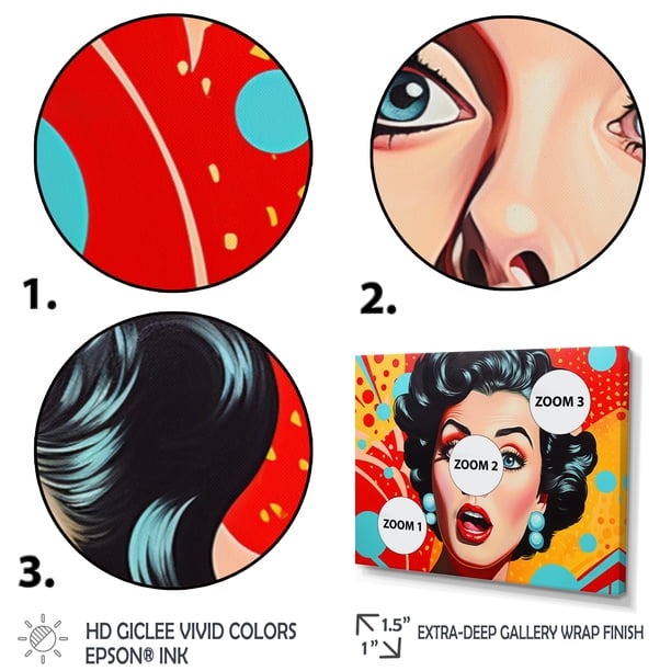 Designart Pop Art Oversized framed wall art decor, Pop Art framed