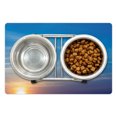 thumbnail image 1 of Yellow and Blue Pet Mat for Food and Water, Sunrise Blurry Sky Horizon in the Middle of Nowhere Serene View, Non-Slip Rubber Mat for Dogs and Cats, 18" X 12", by Ambesonne, 1 of 2