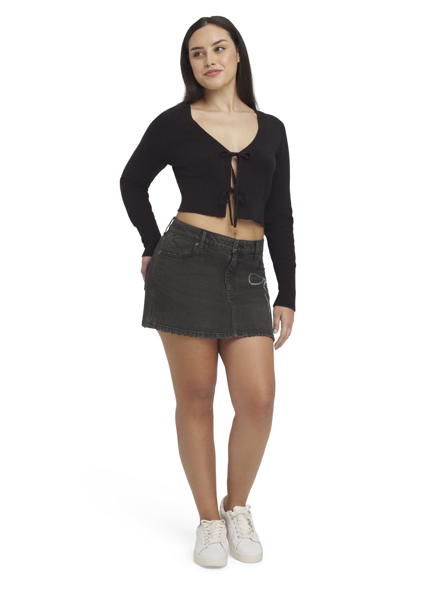 Mills by Millie Bobby Brown Women's Denim Mini Skirt with Rhinestones, Sizes XXS-XXL