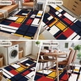 thumbnail image 6 of 3x5 Washable Area Rug, Abstract Geometric Non-Slip Rectangle Rug for Living Room Bedroom, Blue Orange Red Blocks Indoor Low Pile Floor Mat for Home Decor, 6 of 9