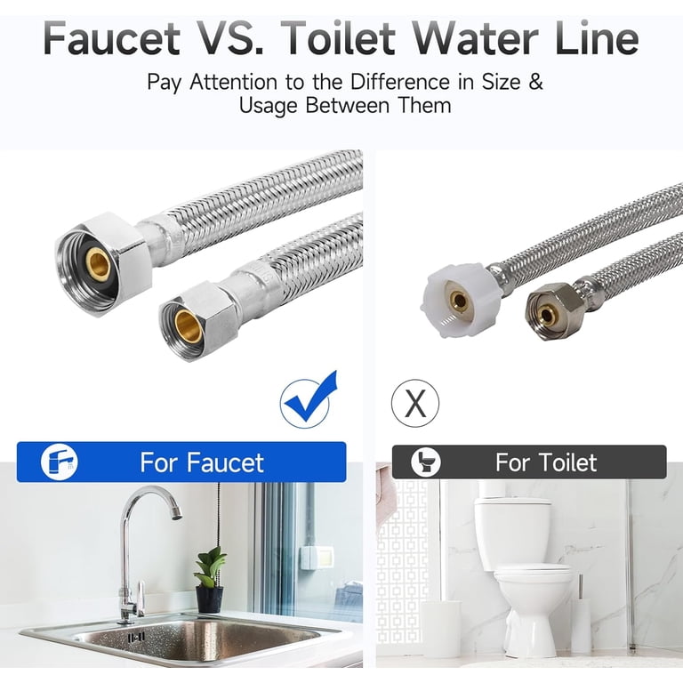JUWO 12" Braided Faucet Supply Line, 2-Pack photo 7