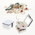thumbnail image 2 of REGALWOVEN 2 Layer Accessory Box with Mirror, PU Leather Accessory Organizer Case Storage Display Holder White, 2 of 7