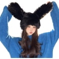 thumbnail image 3 of Furry Cute Long Bunny Ear Plush Hat, Soft Plush Y2K Rabbit Hat with Floppy Ears for Women and Girls, Adjustable Winter Beanie for Party, Festival, and Indoor Outdoor Wear, 3 of 8