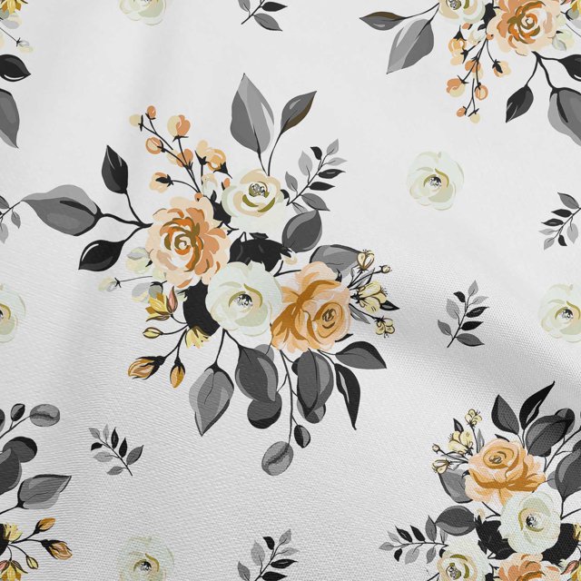 oneOone Cotton Silk Orange Fabric Floral Craft Projects Decor Fabric Printed By The Yard 42 Inch Wide