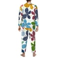 thumbnail image 5 of Bingfone Men'S Pajama Set 2 Piece Loungewear Pjs, Long Sleeve With Pajama Pants-Colorful Butterflies, 5 of 9