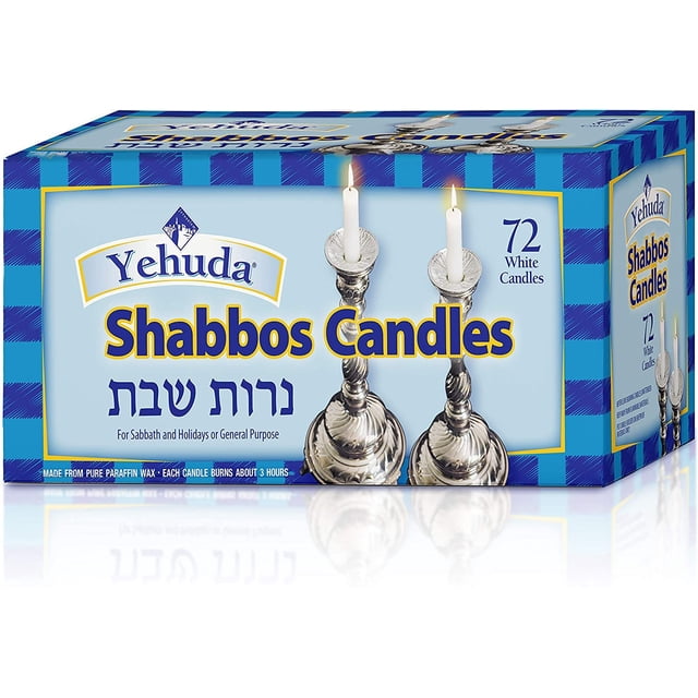 Velas Shabbos Yehuda, 3 horas, blancas (72 unidades), para uso doméstico