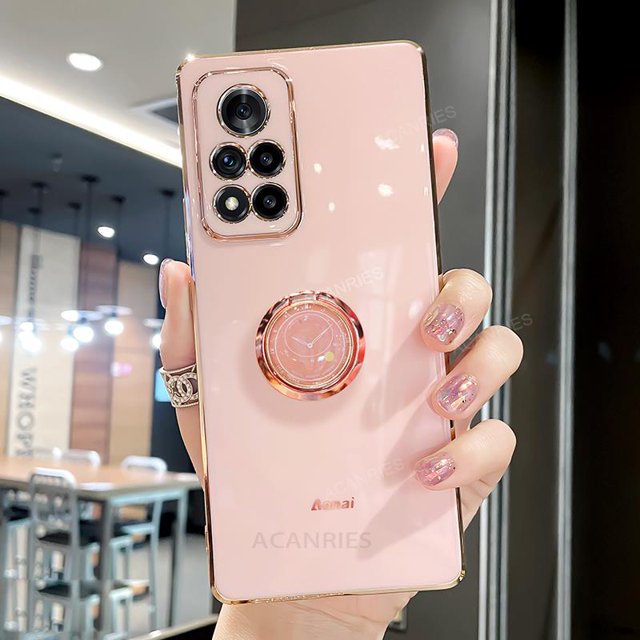 Funda cuadrada chapada de lujo para Xiaomi Redmi Note 11 Pro 5g 11 s Note11 S 11pro 10 4g 9 8t, soporte de anillo, cubierta de silicona