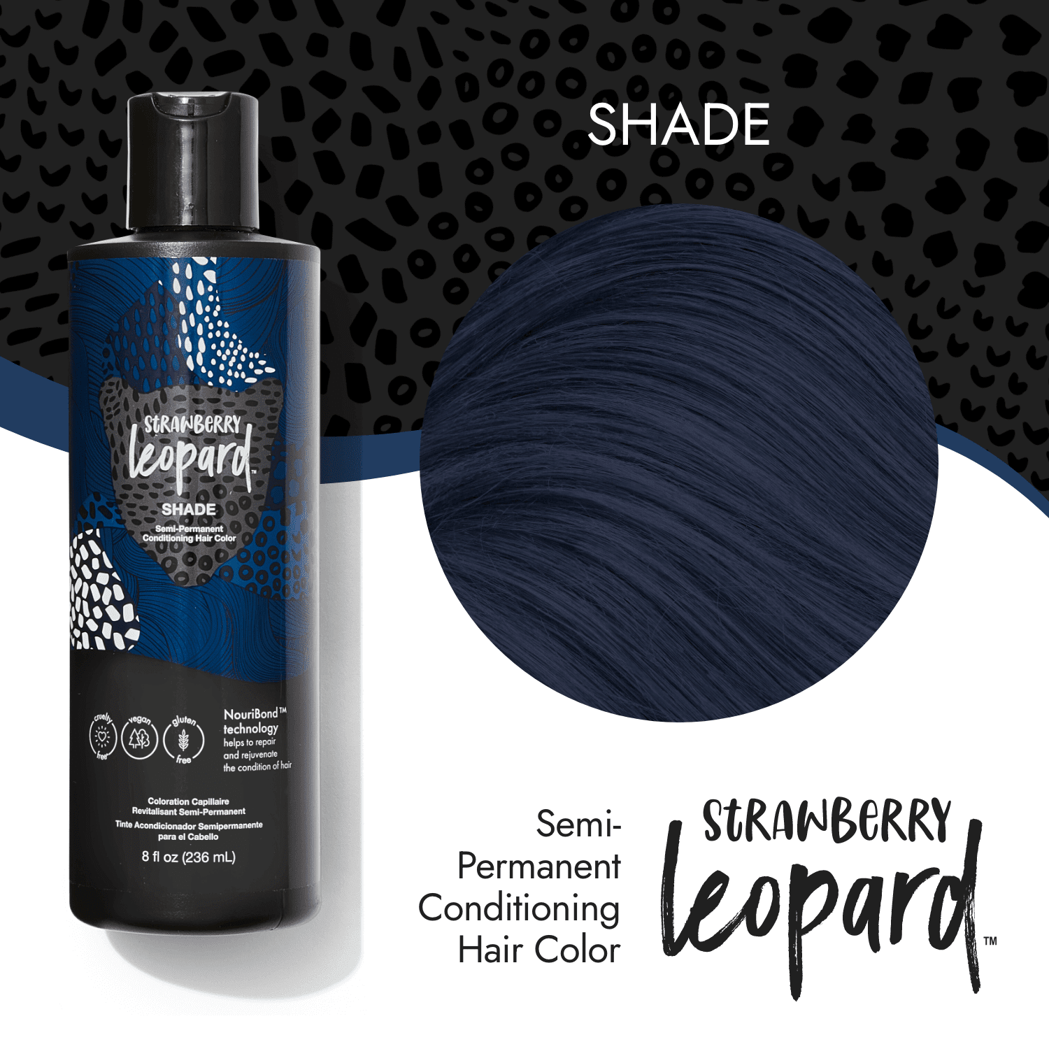 Strawberry Leopard Shade Semi Permanent Conditioning Hair Color, Repairs and Rejuvenates Hair, All Hair Types and Textures, Vegan, Cruelty-Free, Gluten-Free, 8 Fl. Oz.