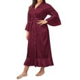 thumbnail image 2 of YAGHYAGH Womens Satin Silk Kimono Nightgown Lingerie Dressing Robe Sleepwear Plus Size, 2 of 5