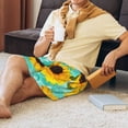 thumbnail image 4 of Daiia Sunflowers With Green Leaves Mens Woven Stretch Pajama Short,Short Pajama Pants-X-Large, 4 of 9
