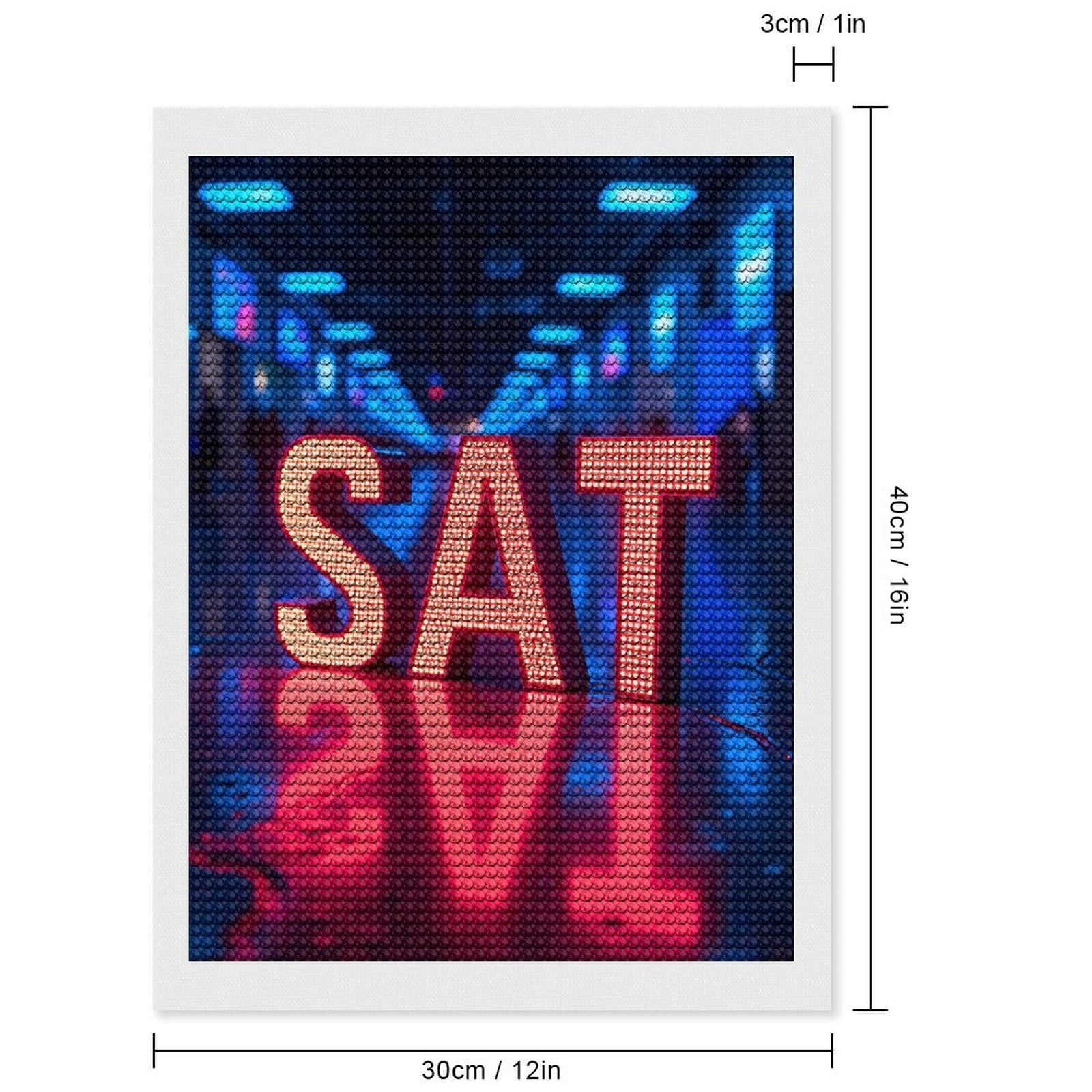 Diamond Art Kits for Adults, Neon Letters Blue Background 5D Diamond Painting Kits for Adults Beginners, DIY Full Drill Diamond Painting, Gem Art and Crafts 12x16