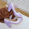 thumbnail image 2 of SACFOF Women's Low Kitten Heel Mary Jane Oxfords Pumps Comfortable Ankle Strap Dress Shoes with Bow, 2 of 6
