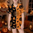 thumbnail image 2 of CAIVO Girls Halloween Pajama Sets Sleepwear 2 Piece Short Sleeve Lapel Button Down Shirts Tops With Shorts For Kids Pjs, 2 of 4