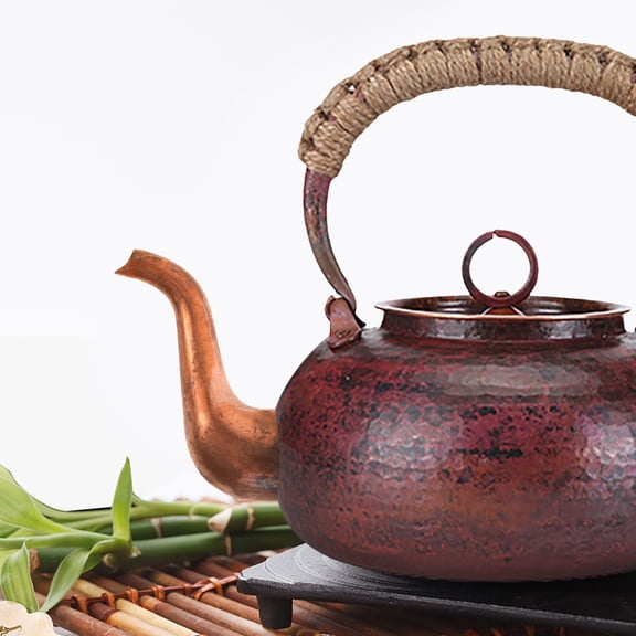 ELAYARD Copper Teapot Pouring Spout Dark Brown Long Curved for Water Kettle
