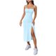 thumbnail image 2 of mfyjkho Vestidos de fiesta para mujer, Vestido plisado liso de moda para mujer, cuello redondo, sin mangas, informal, cómodo, para toda ocasión. Vestidos largos para mujer xl, 2 of 9